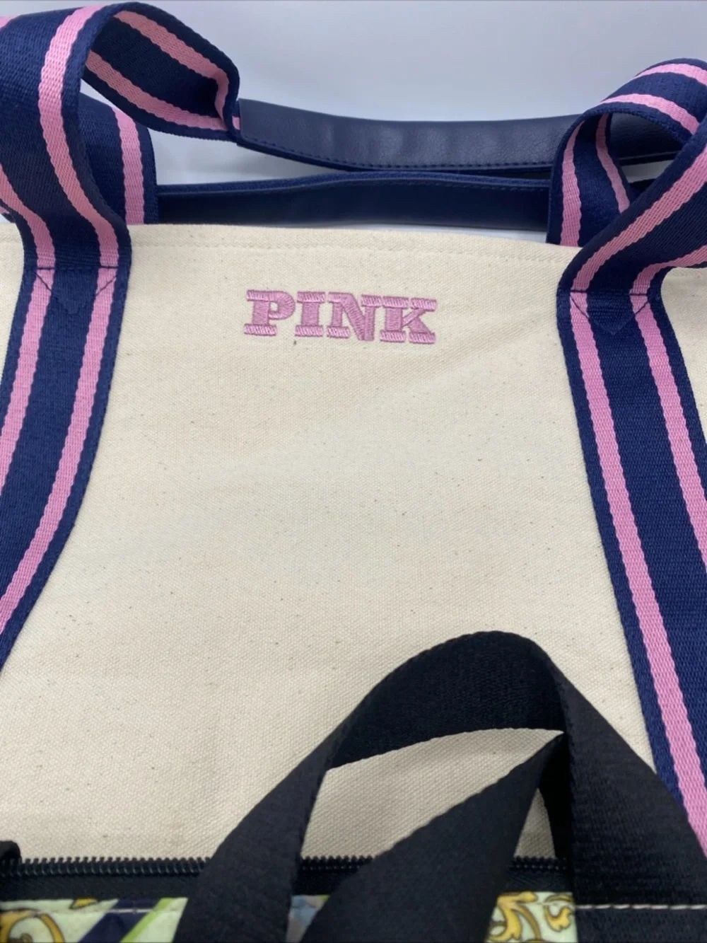 Victoria’s Secret  Pink Canvas & Nautical Insulated Cooler Bag Tote Beach 2 Bag